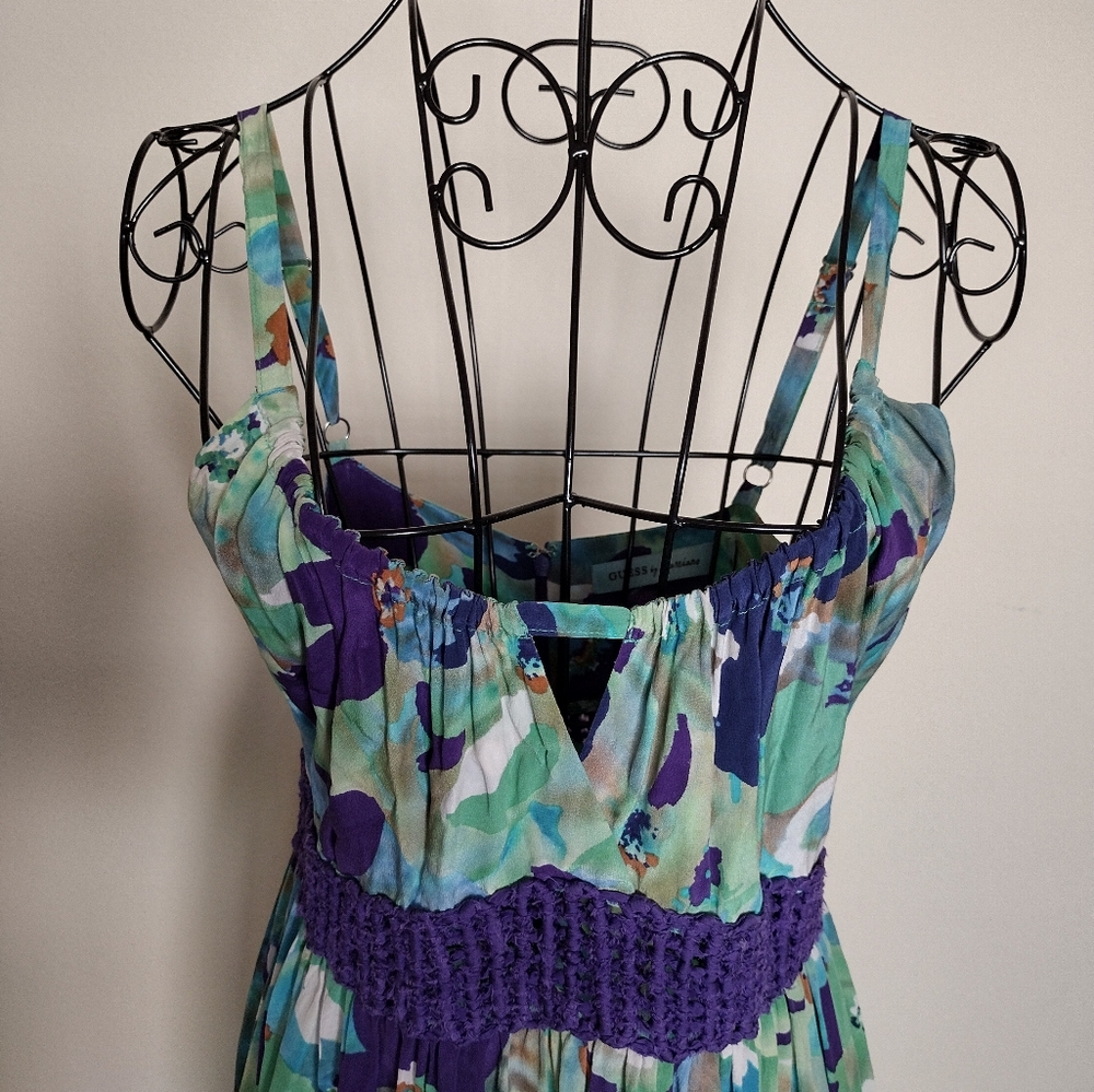 Guess by Marciano vintage silk floral maxi Summer dress size M - Picture 5 of 12